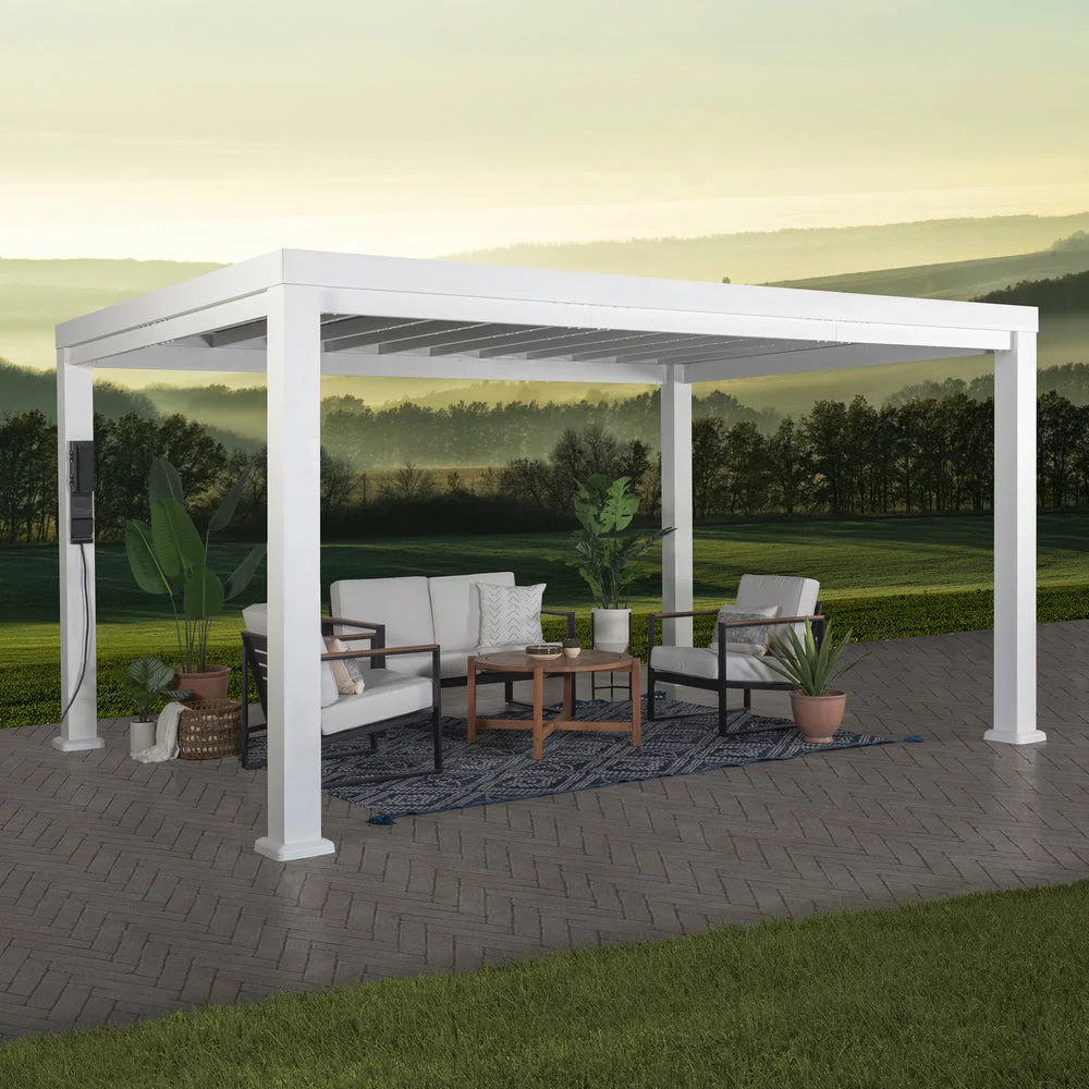 14x12 Windham Modern Steel Pergola With Sail Shade Soft Canopy